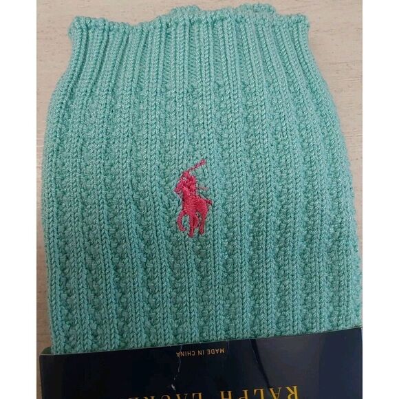 Polo Ralph Lauren Womens Waffle Knit Crew Socks Aqua Blue 1-Pair Size 9-11 - Picture 4 of 4